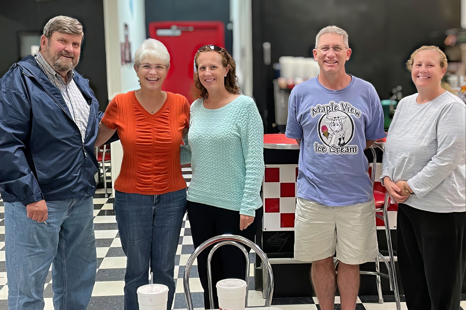 SonShine & Blessings' Joyce Frank (second from left) poses with former board member Bob Wachs (left) and current board members Mary Hummel, Randy Van Buren and Debbie Cosentino. Not pictured: Kelly Jennings